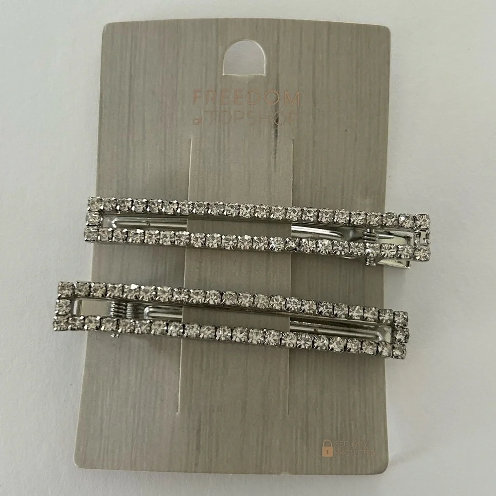 🦋 5/$25 - Rhinestone Barrette Hair Clips (Set of 2) by Topshop Freedom